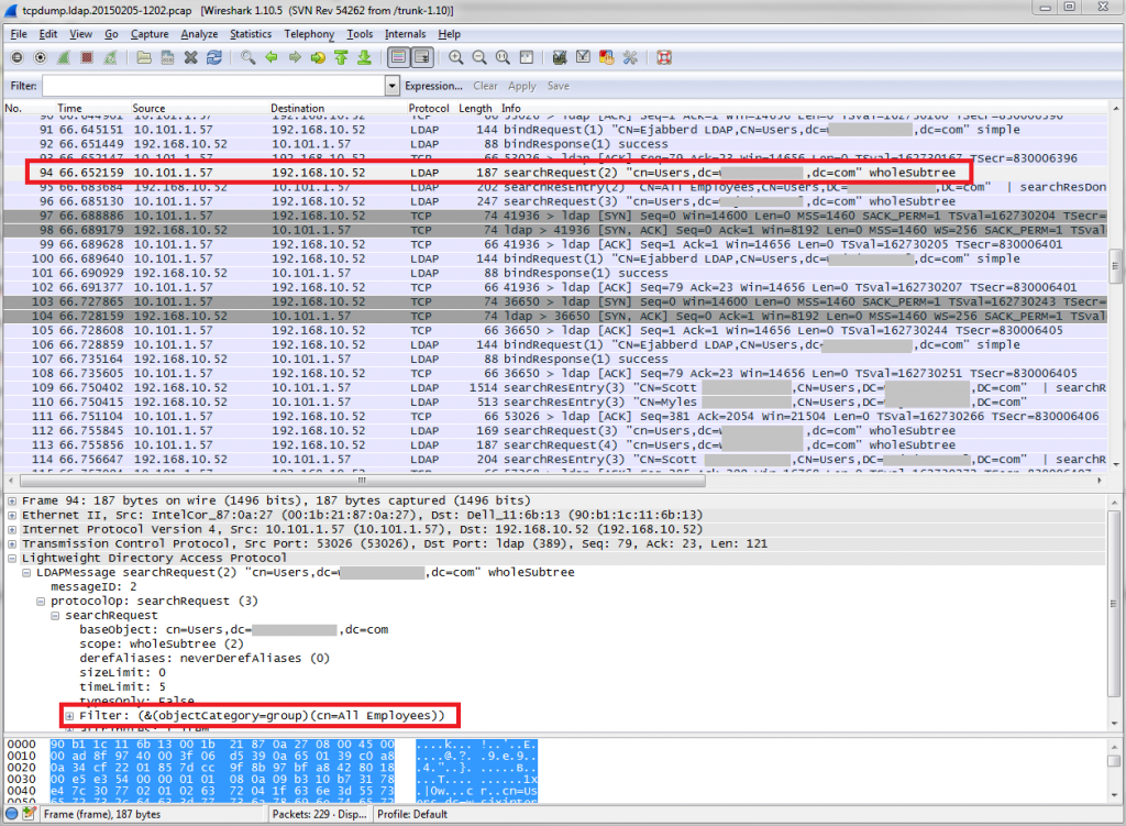 Wireshark tcpdump LDAP example