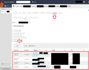 Bullhorn Email Integration - Emails to and from a candidate