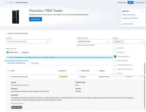 Dell - Precision 7960 - Driver Download Page